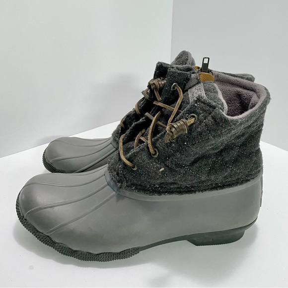 Sperry Grey Wool Quilted Saltwater Duck Boots size 8.5 - Picture 2 of 5